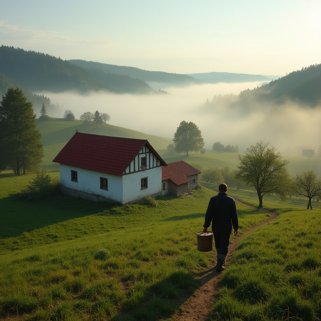 Fermă locală în Transilvania cu animale și culturi tradiționale