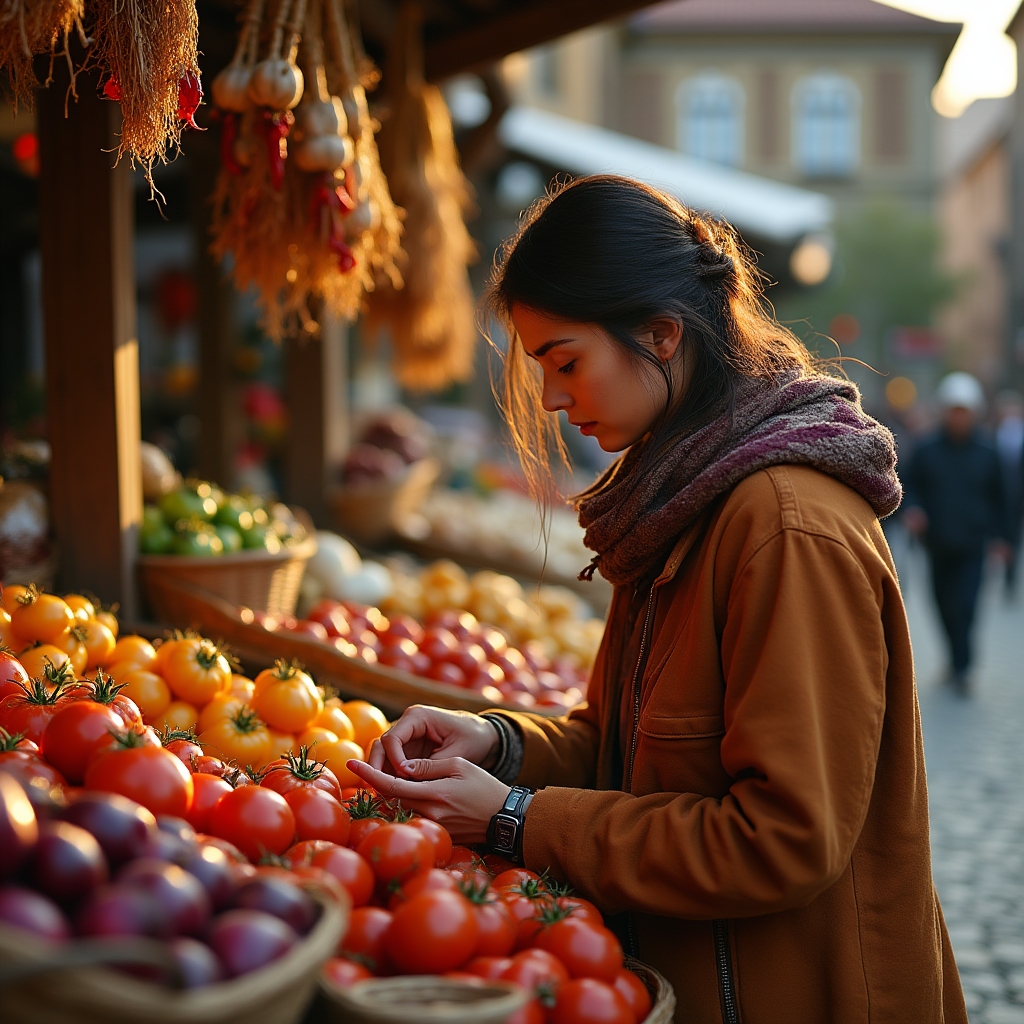 Piață de fermieri toamna cu legume și fructe locale românești