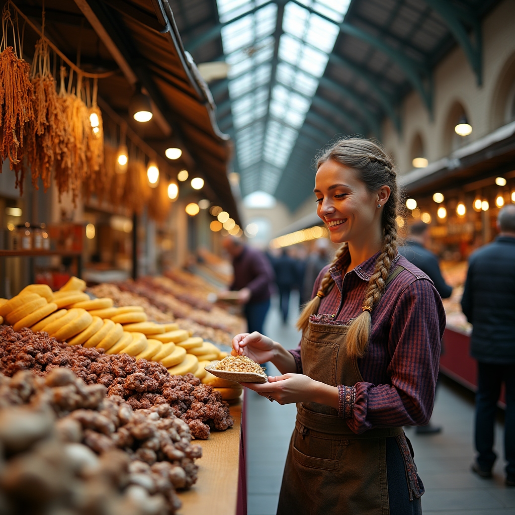 Piață tradițională din Sibiu cu produse locale transilvănene
